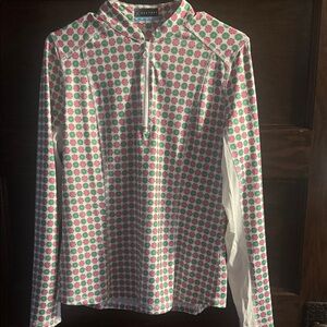 PGA Tour Green and Pink Citrus Pattern Top, Size M